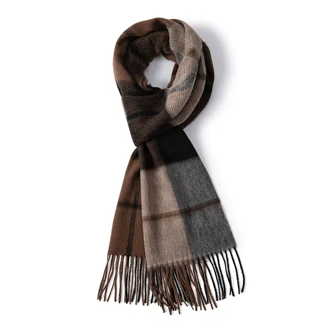 白卷 个秋冬格子 围巾保暖复古 绒线围巾 男女同款情侣款