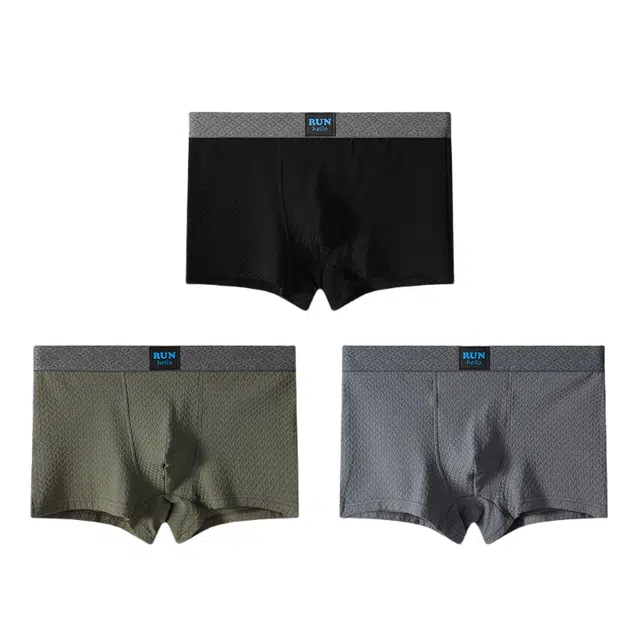 潞优野 轻奢高端品质纯棉男裤男生裤提花头潮高级感平角内裤 男款