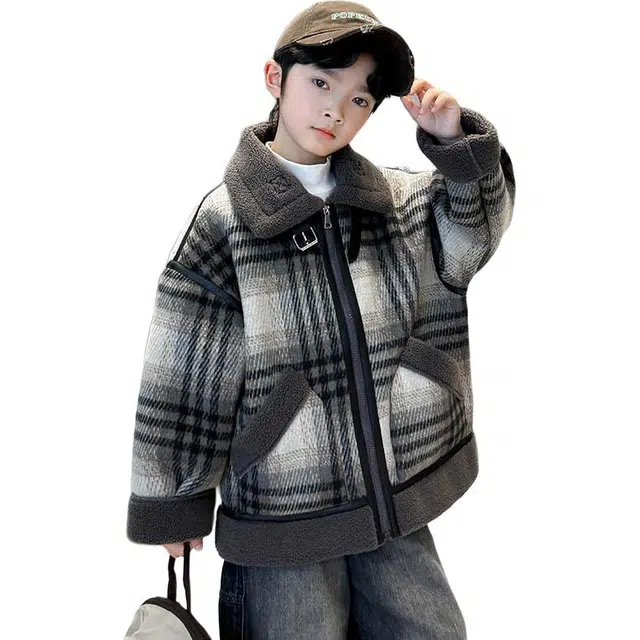 黑恐龙棉衣 男童摇粒绒夹棉加厚冬季洋气保暖上衣