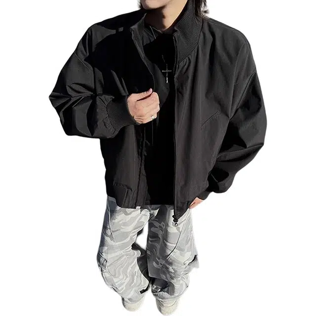 单爵 美式立领飞行员外套男款秋季短款廓形棒球服工夹克 男女同款