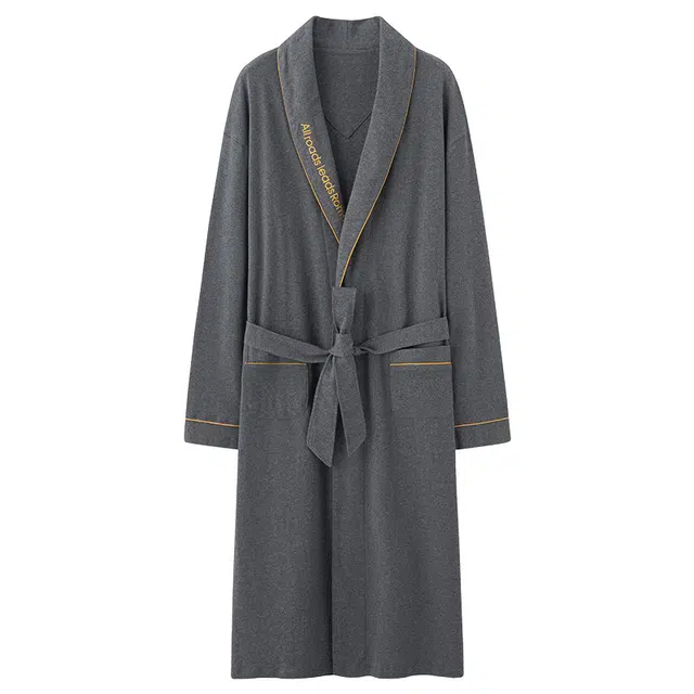 莫代尔 春秋季休闲简约个性百搭舒适柔软亲肤细腻长袖家居袍睡袍/浴袍 男款