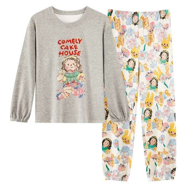 桔内 秋冬季德绒锁温保暖防静电可爱鬼马可外穿家居服 睡衣套装 女款