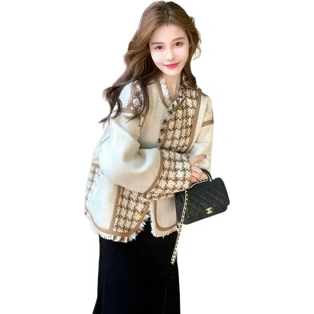 纤丝鸟 法式小香风气质名媛时尚百搭短款上衣温柔截短外套 女款