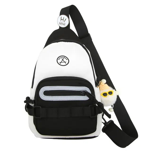 米囹 行走简约风格撞色好看 大容量气质拼色 男女同款 轻盈 斜跨包 中号 白色/黑色/绿色/蓝色