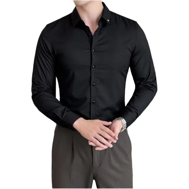 袋鼠 经典款商务休闲内搭长袖衬衣修身免烫易打理柔软舒适时尚高级西装打底衬衫 男女同款