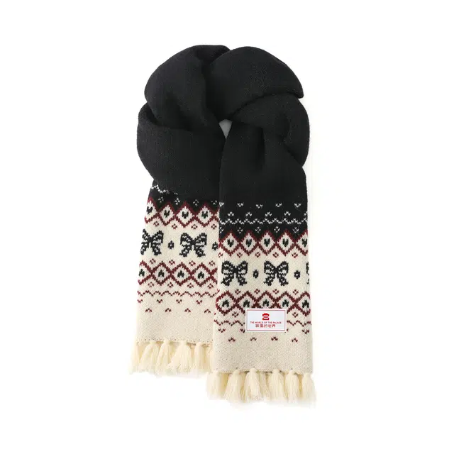 宫里的世界 秋冬学院风甜美百搭蝴蝶结 绒线 围巾 男女同款情侣款