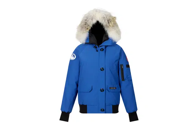 Canada Goose Logo Flight Hooded Down Jacket Blue