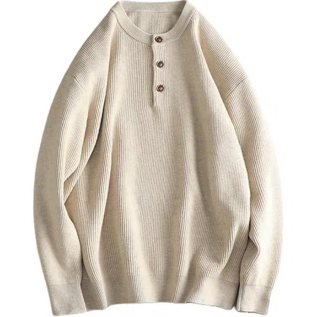 空城计 秋冬日系极简轻奢亨利领纯色长袖针织衫 男女同款