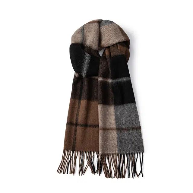 白卷 个秋冬格子 围巾保暖复古 绒线围巾 男女同款情侣款