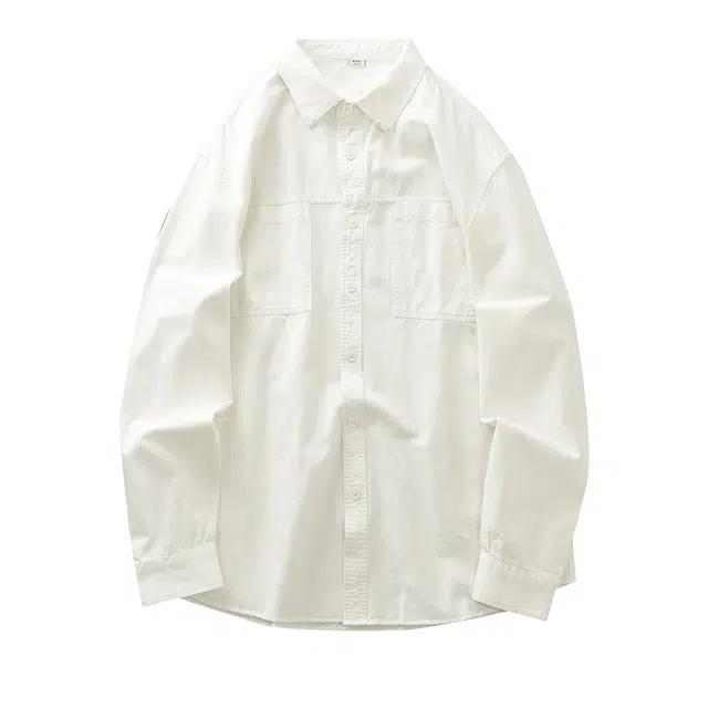 纯团 美拉德纯棉工装衬衣外套春秋季美式复古宽松廓形潮牌纯色长袖衬衫 男女同款