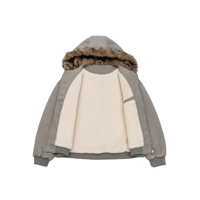 【dme】 潮流美式休闲复古刺绣字母宽松连帽棉衣外套秋冬百搭保暖加绒时尚中性通勤棉服 男女同款