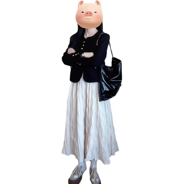 纤丝鸟 时尚短款外套气质上衣收腰显瘦长袖连衣裙裙装套装 女款