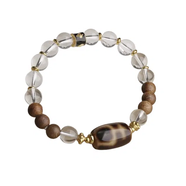 子婳 招财纳福诸事顺利吉祥宝瓶天珠藏式转运珠多宝多福小众轻奢简约高级感 白水晶 手串 男女同款情侣款