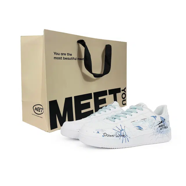 【定制球鞋】鸿星尔克 空军一号 礼袋款 海浪留影 时尚 百搭 潮流 包裹性耐磨透气 低帮 板鞋 男女同款