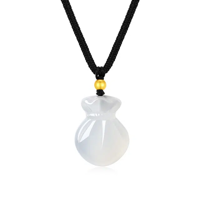 老庙 小金珠招财福袋 新中式清冷感高级设计森系百搭显贵气质纳福转运珠精致礼盒好运 可调节锁骨链表白惊喜感 玉髓 项链 女款