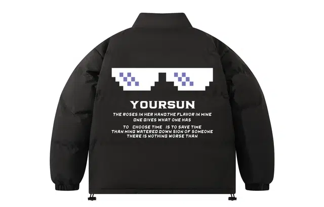 宜而爽 美式街头复古潮流创意墨迹图案字母印花山系户外基础款户立领防风防寒宽松休闲运动百搭舒适加厚保暖面包棉服外套 男女同款