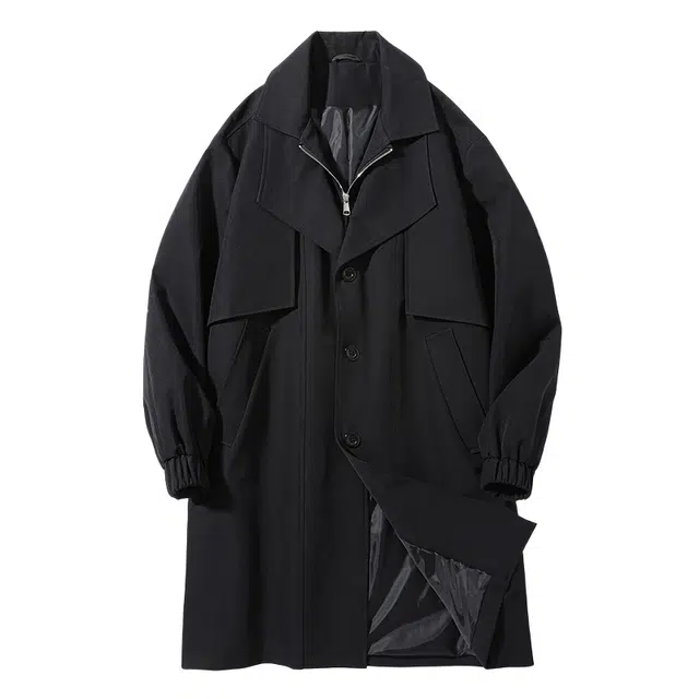 加荣 复古假二件英伦风双层领高级感外套通勤百搭披风慵懒风痞帅青少年风衣 男女同款