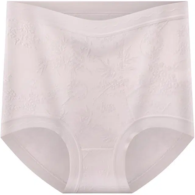 北极绒 美宅国风浮雕蕾丝加长底档蚕丝抗菌高腰性感柔软亲肤透气高品质超舒适时尚百搭包臀平角内裤 女款