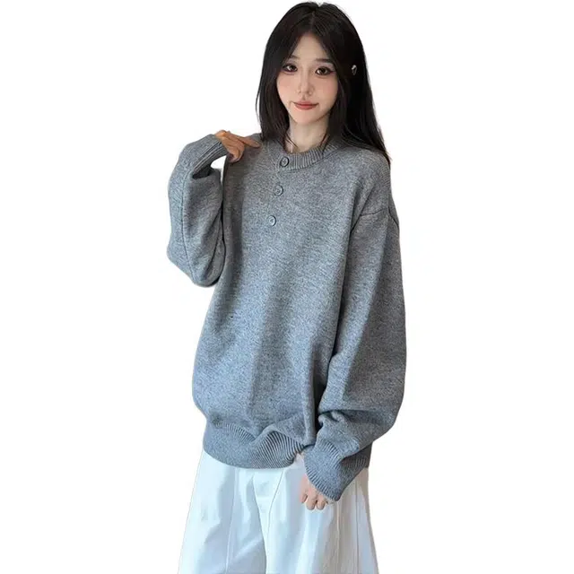 单爵 亨利领上衣男款秋季慵懒松弛感情侣外套针织衫 男女同款