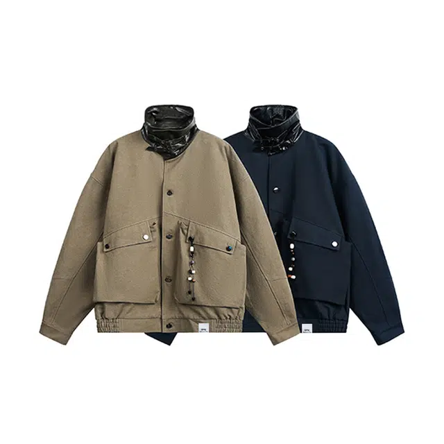 【dme】 潮牌美式复古宽松水洗帆布巴恩风设计感立领长袖工装夹克外套 男女同款
