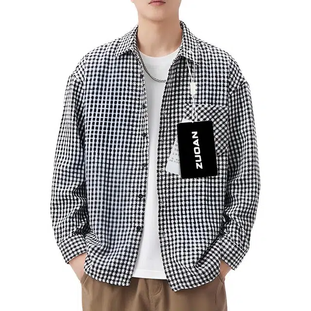 左岸 美式高街青少年百搭潮流港风衬衣男休闲新潮时尚插色格子翻领工装个性舒适柔软运动垂感复古衬衫 男款