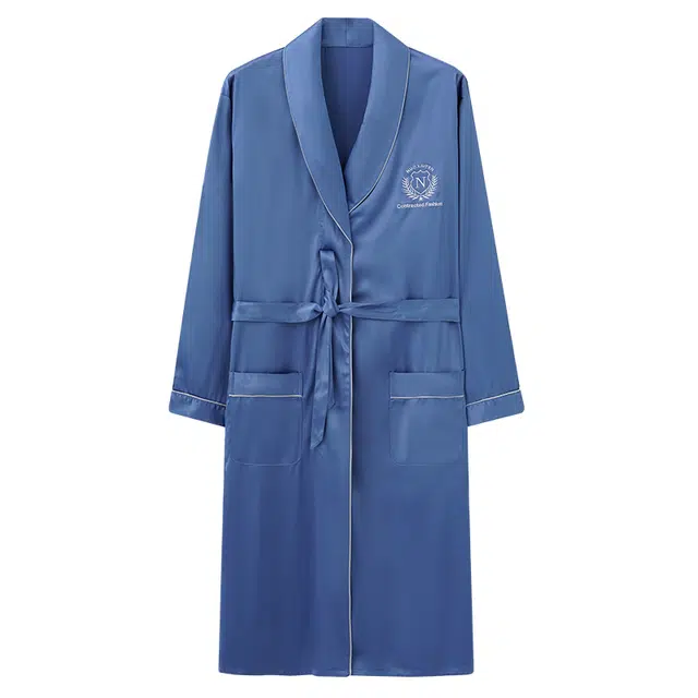 莫代尔 春秋季轻盈透气舒适柔软亲肤细腻个性宽松时尚气质百搭长袖家居袍睡袍/浴袍 男款