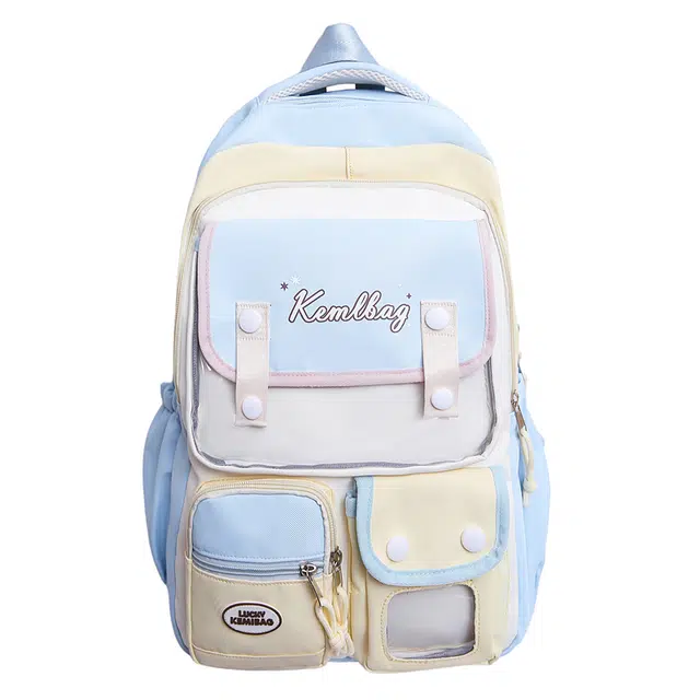 南潇湘 高颜值校园轻便撞色多巴胺 尼龙 双肩包 常规 男女同款情侣款 多色