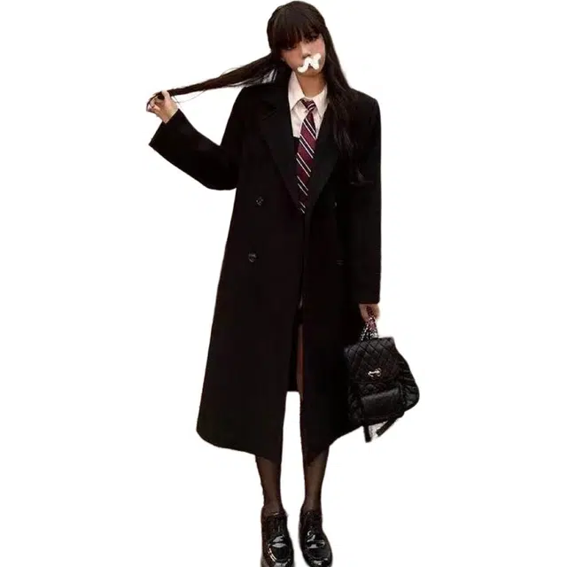 纤丝鸟 时尚百搭简约西装领休闲气质赫本风高级韩系大衣 女款