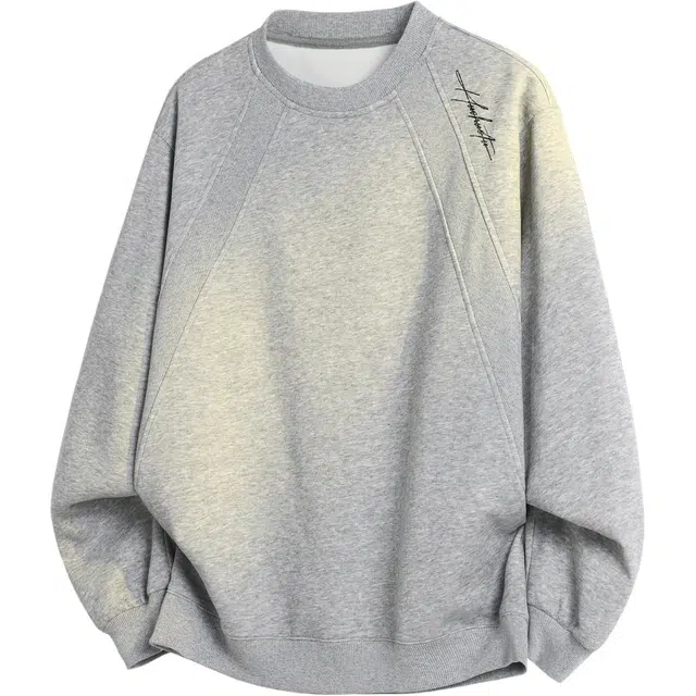 火火兔 美式分割设计弧形解构螺纹线条拼接硬挺宽松显肩宽大码可穿打底衫高级感潮牌运动通勤无性别主义秋冬套头长袖卫衣 男女同款