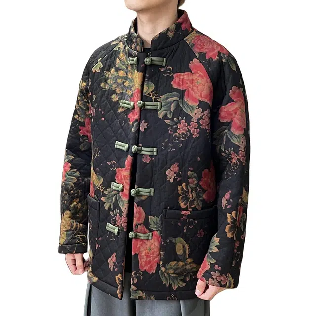 加荣 中式复古盘扣唐装中国风宽松刺绣长袖休闲中山装痞帅衫高级感长袖夹克外套 男女同款