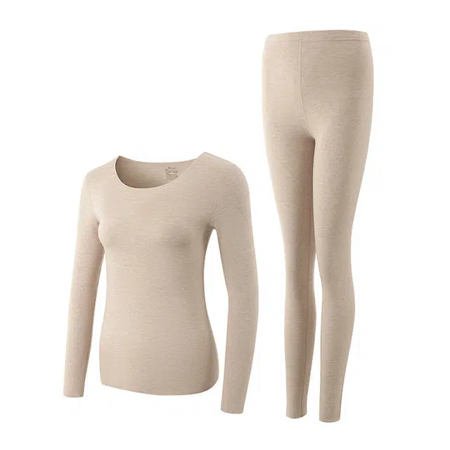 潞优野 羊绒蚕丝德绒舒适无痕打底简约秋衣秋裤秋保暖套装 女款