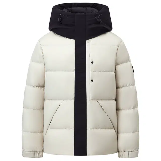 雅鹿 拼色连帽情侣款面包防寒防风防水保暖时尚气质外套羽绒服 男女同款