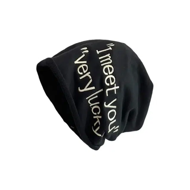 恩僾德 卷边刺绣字母套头小众百搭高颜值睡帽堆堆帽春秋空调防风光头显脸小薄款包头帽 棉 帽子 男女同款情侣款