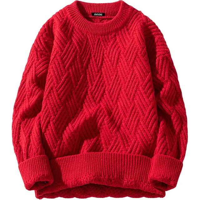 八哥 美式复古潮流时尚无性别主义宽松休闲百搭个性创意工艺柔软日常通勤户外运动长袖小众高级感套头针织衫 男女同款