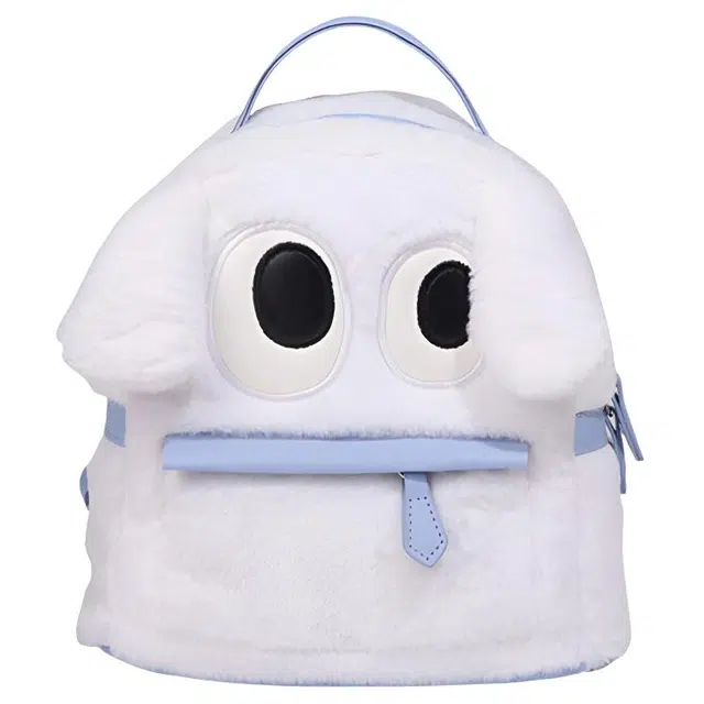 布依诺 日系毛茸茸可爱小狗时尚出游 毛绒 双肩包 常规 女款 白色/粉色