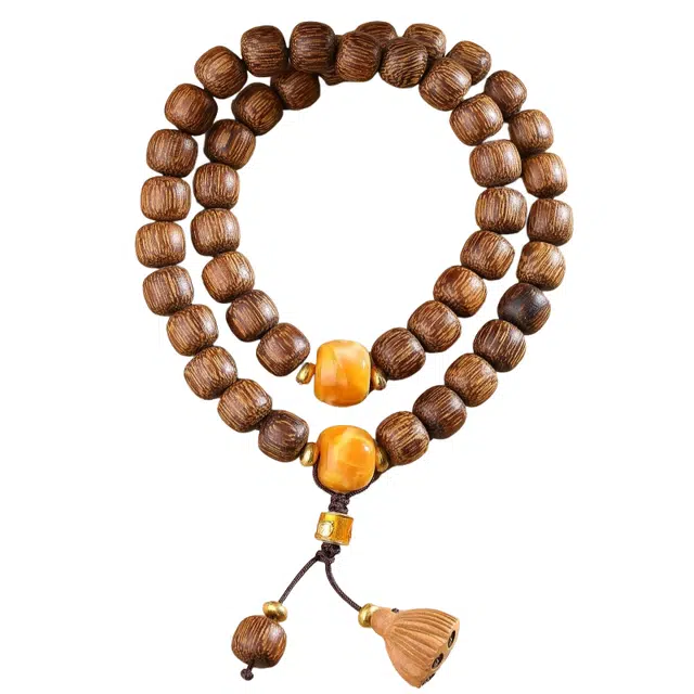 子婳 新中式国风复古民族风原创设计木质盘玩文玩多圈桶珠小众简约气质串珠 鸡翅木 木作手串 男女同款情侣款