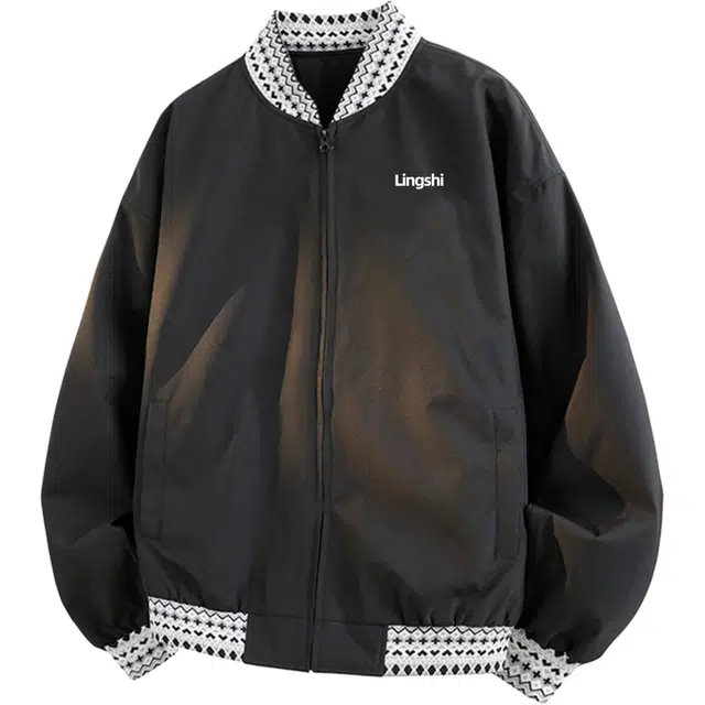 零氏 美式复古潮流老钱风简约纯色百搭高级感宽松舒适长袖外套夹克 男女同款