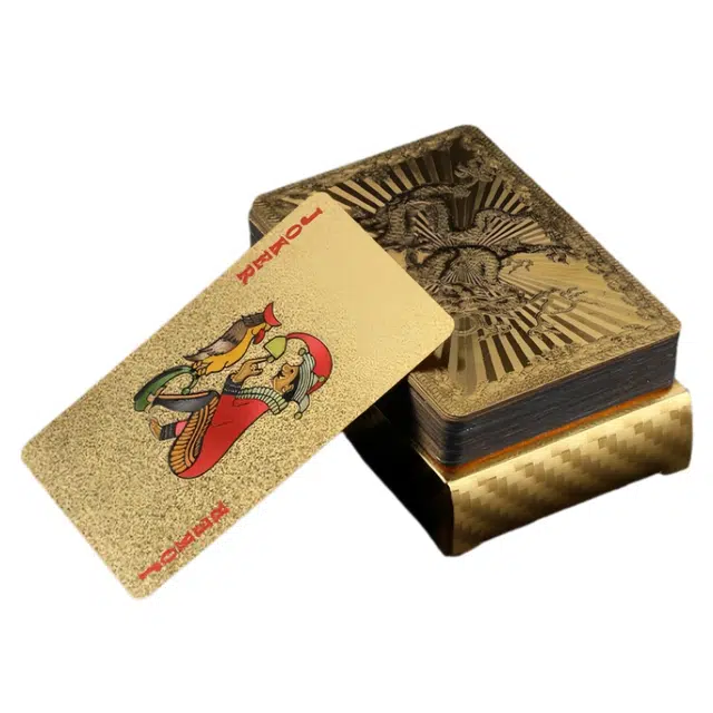 姝娈 土豪金加厚防水防折金箔纸牌 扑克德州掼蛋花切