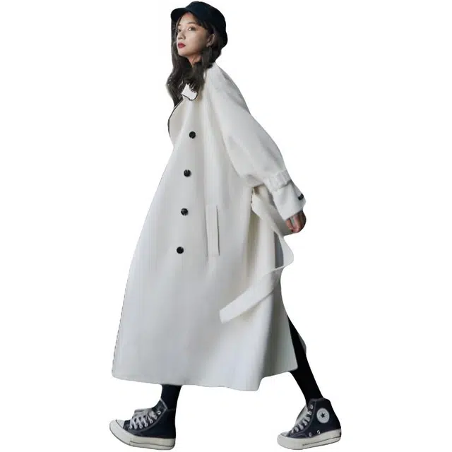 纤丝鸟 简约百搭外套女年赫本风中长款小个子温柔系休闲大衣 女款