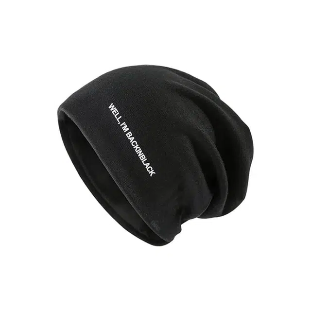 恩僾德 黑色堆堆帽女秋冬季大头围显脸小包头针织小众高百搭颜值冷帽产后产妇月子潮 聚酯纤维 帽子 男女同款情侣款