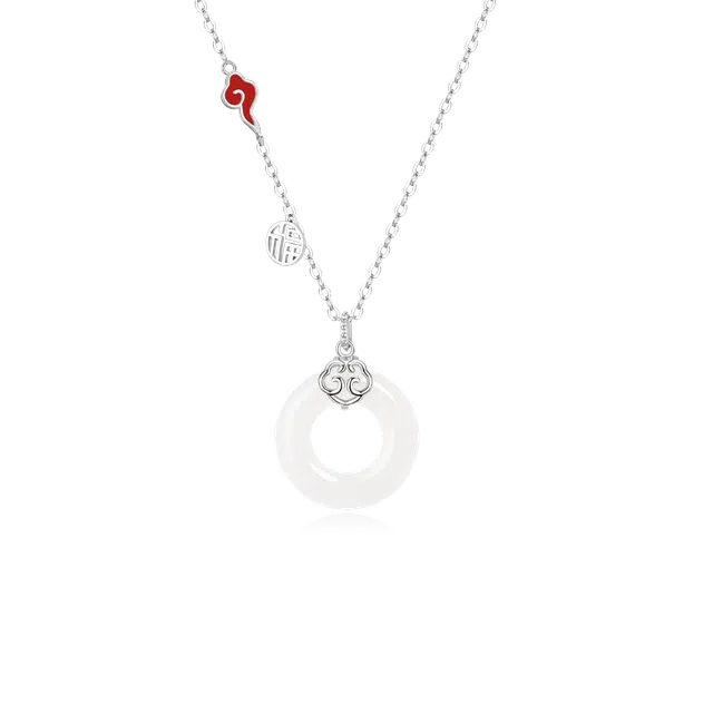 【祥瑞安康】 周大生 祥云平安扣 吉祥如意福牌新中式国潮复古简约高级感 小众轻奢气质百搭#好运 玉髓 项链 男女同款情侣款