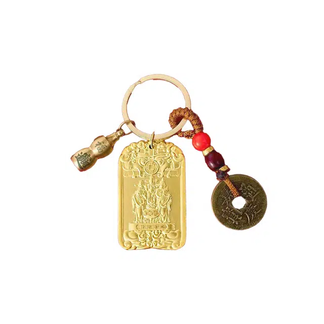 前方大荒野 五路财神葫芦挂绳福禄双全财源滚滚新中式时尚潮流日常百搭精致 合金 挂件 男女同款情侣款