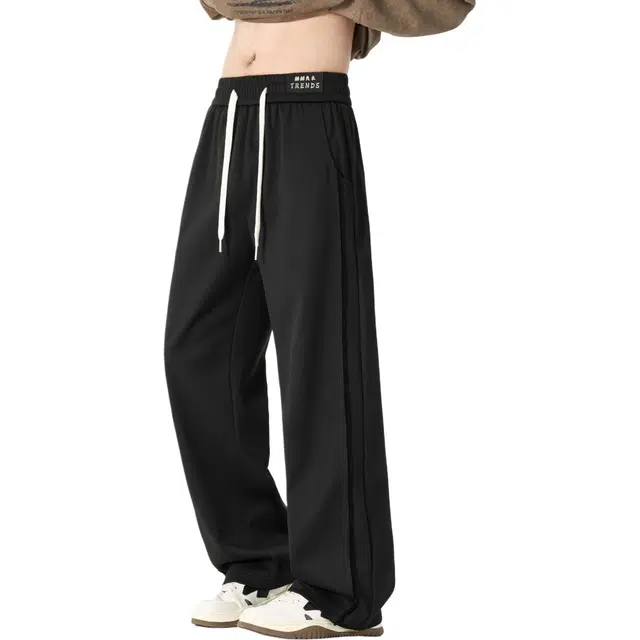 【纯色侧线毛边设计】赫赫良衣 美式复古痞帅高街风系带垂感长裤子时尚百搭舒适保暖宽松显高显瘦小众高级感学院风韩系潮牌休闲裤 男女同款