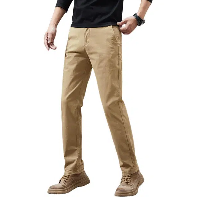 炳盛 高端男士秋冬季纯棉高腰弹力免烫抗皱男商务直筒裤子休闲裤 男女同款