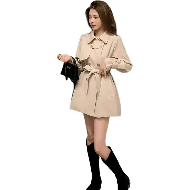 纤丝鸟 英伦风优雅复古百搭休闲时尚气质设计感外套大衣 女款