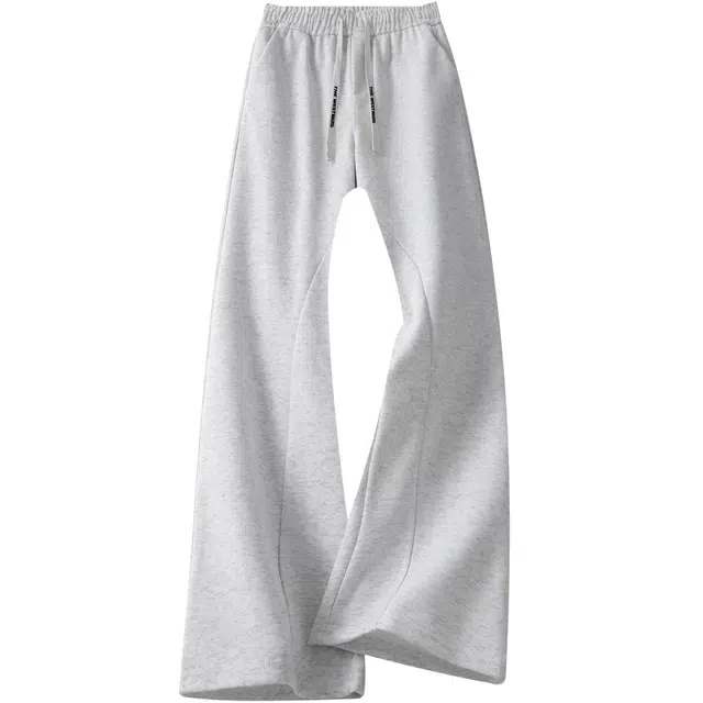 西行纪 微喇斜切高级感卫裤美式高街版型基础款垂坠感拖地宽松阔腿直筒春秋百搭休闲针织运动裤 男女同款