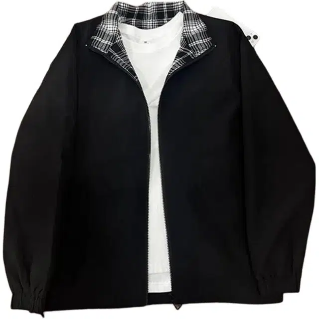 单爵 美式格子拼接外套男秋季高街立领棒球服休闲夹克 男女同款