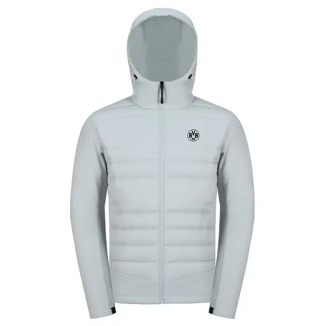 普鲁士多特蒙德 简约基础款立体剪裁拼接设计独特轻薄开衫拉链外套便携户外休闲运动保暖防风防泼水高级感连帽棉服 男女同款