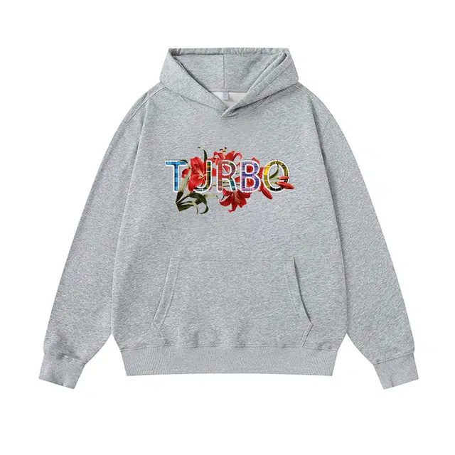 极限涡轮 美式高街格纹仿刺绣印花复古百合花卉工艺休闲百搭卫衣 男女同款