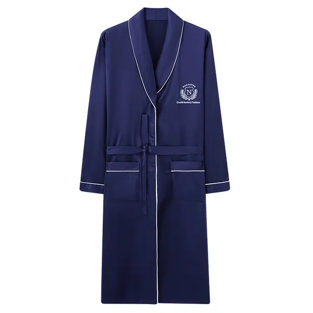 莫代尔 春秋季高级感个性舒适柔软亲肤细腻宽松时尚气质百搭长袖家居袍睡袍/浴袍 男款